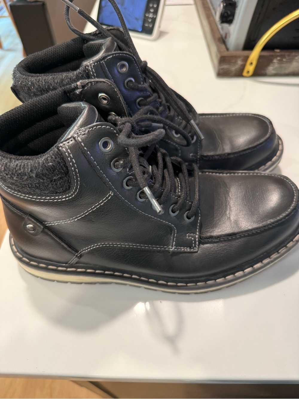 Sonoma Black Lace-Up Leather Ankle Boots with Padded Collar